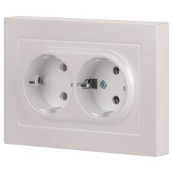 Розетка Intro Accent 6-205-06 двойная с заземлением 2X2P+E Schuko 16А-250В IP20 СУ AL/CU перламутр