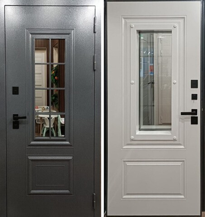 Входная дверь металлофиленка с окном - 1078