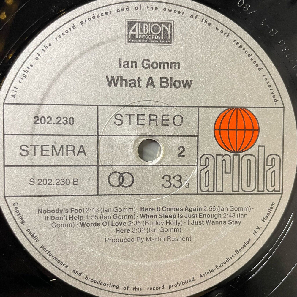 Винтажная виниловая пластинка LP Ian Gomm What A Blow (Holland 1980)