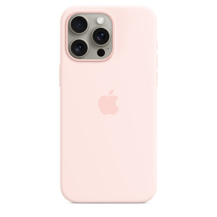 Силиконовый чехол для iPhone 15 Pro Max с MagSafe - светло-розовый