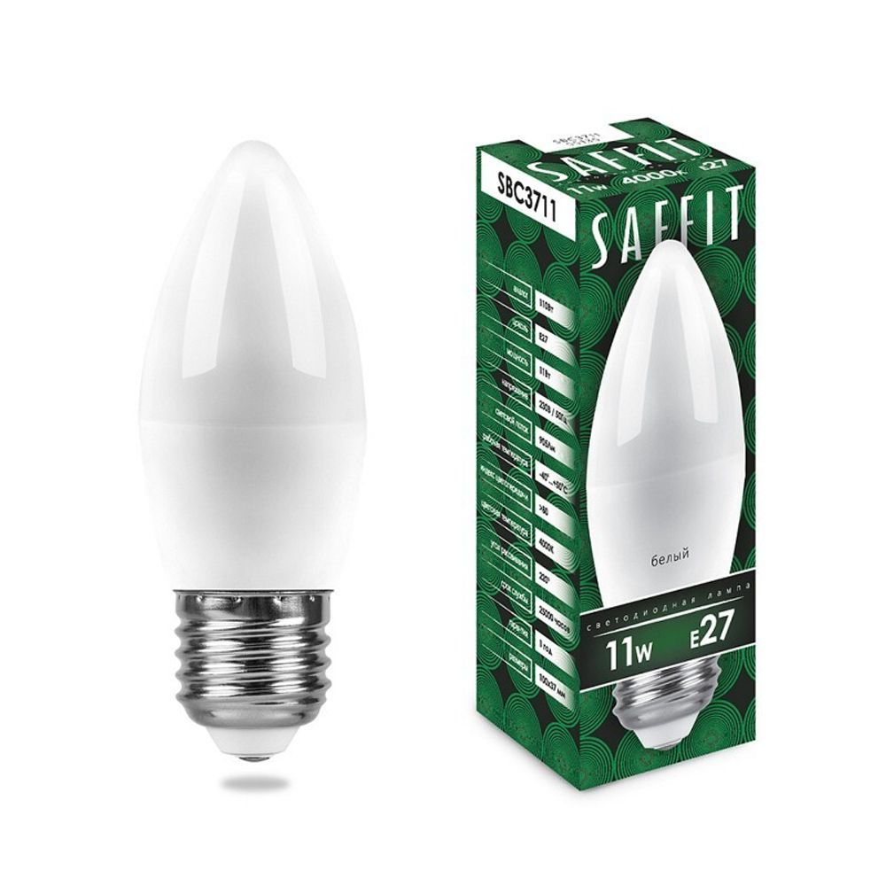 Лампа светодиодная. 11W 230V E27 4000K C37. SBC3711