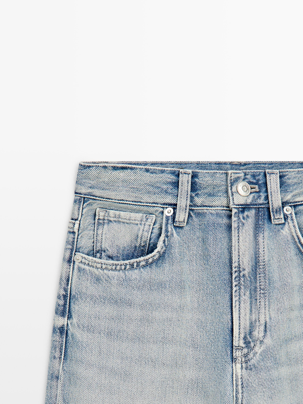 Massimo Dutti Джинсы с высокой талией и широкими штанинами, светло-голубой