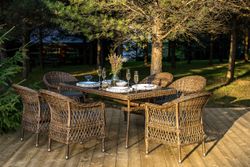 "Амароне" обеденная группа из искусственного ротанга на 6 персон, цвет коричневый