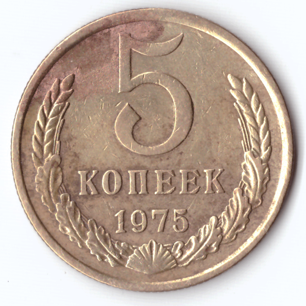 5 копеек 1975 года VG-F