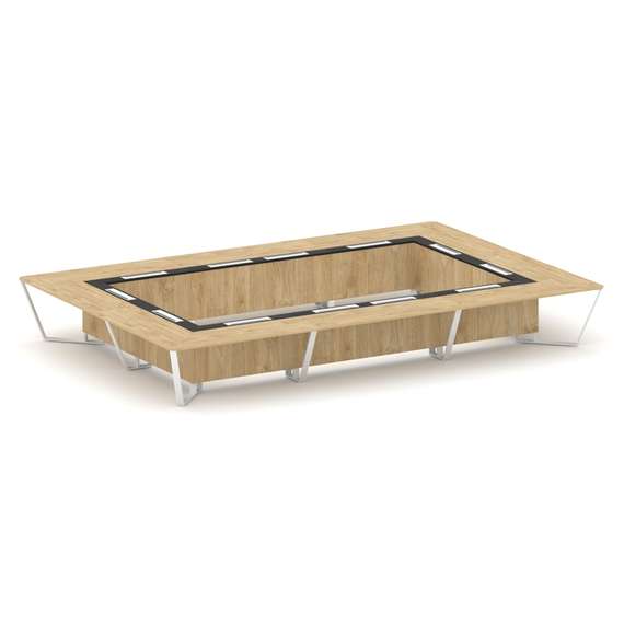 Steel Meet Стол переговорный прямоугольный KMK-PR.B.SP-26K2 Тиквуд Светлый/Графит Глянец/Металл Белы