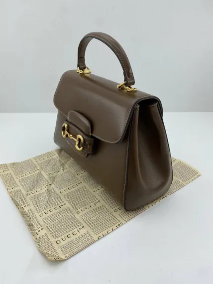 Женская мини-сумка Gucci Horsebit 1955 коричневый