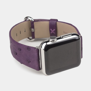 Ремешок для Apple Watch 44/45/49mm ST Classic из кожи страуса, фиолетового цвета
