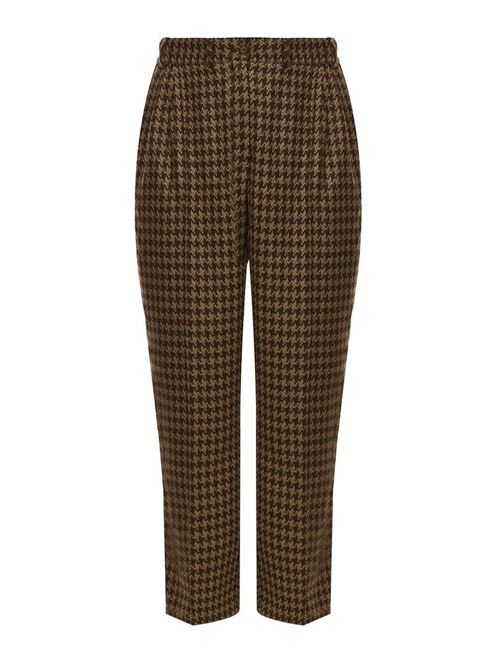 Брюки прямые широкие, гусиная лапка, коричневый