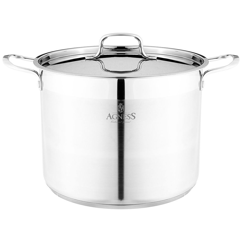 КАСТРЮЛЯ AGNESS 28X24 14 Л ВЫСОКОКАЧЕСТВЕННАЯ НЕРЖ СТАЛЬ 18/10 ИНДУКЦИОННОЕ ДНО