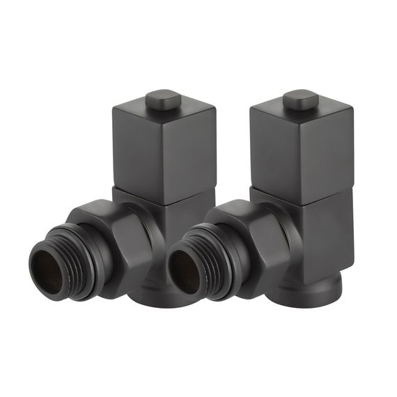 Набор дизайн-вентилей Royal Thermo CUBE, угловой (черный) 1/2quot; — (2)