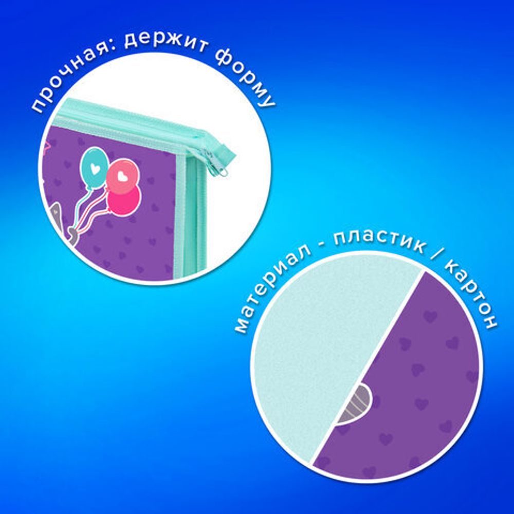 Папка для тетрадей ПИФАГОР А4, 1 отделение, картон/пластик, на молнии, "Bike cats", 272125