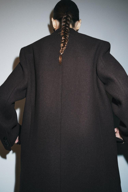 ZARA ДВУБОРТНОЕ ПАЛЬТО ОВЕРСАЙЗ ИЗ ШЕРСТИ — ZW COLLECTION, КОРИЧНЕВЫЙ