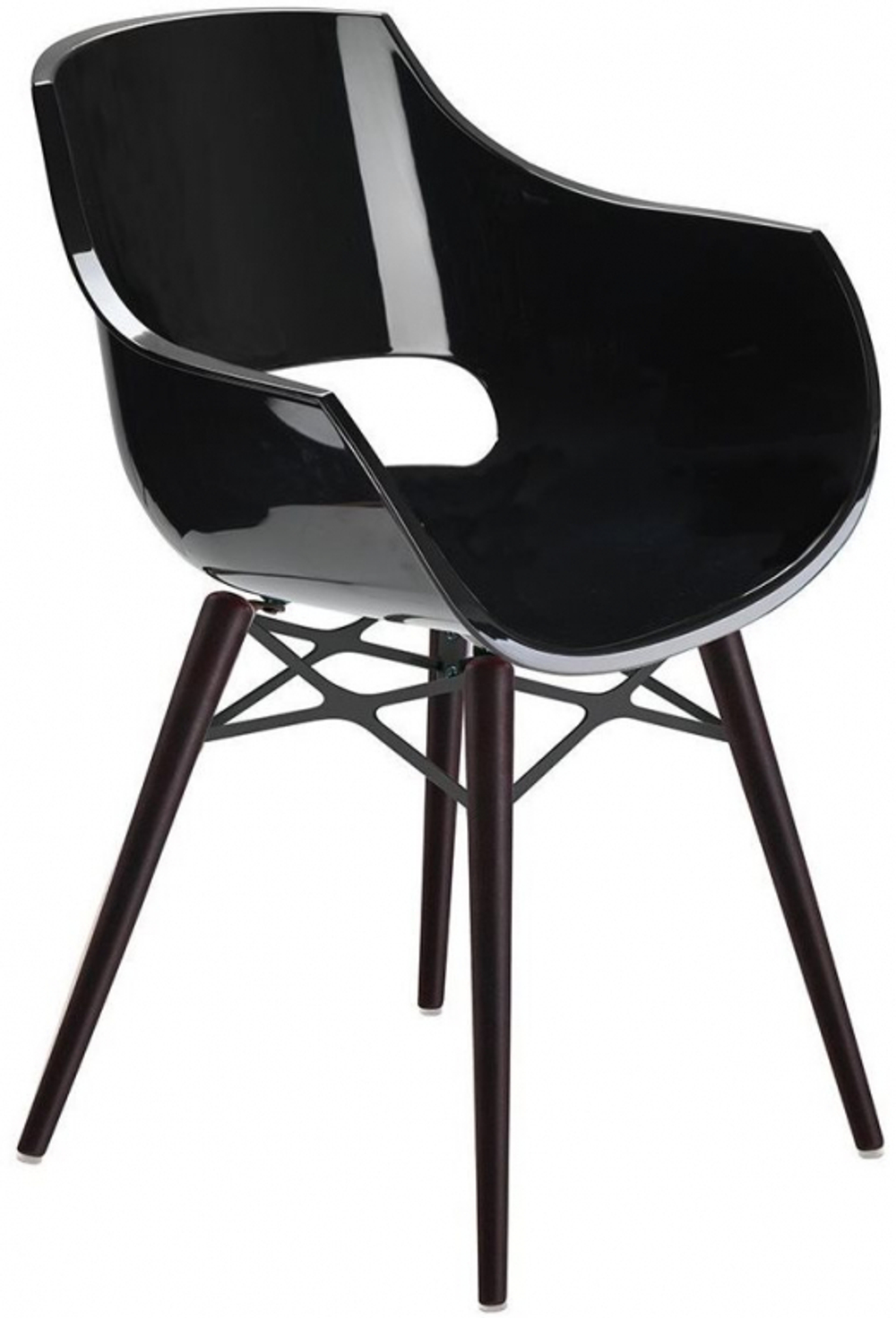 Кресло пластиковое Papatya Opal Wox Beech, венге, черный