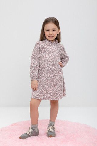 Платье  для девочки  КР 5857/серая пудра,винтажные цветы к443