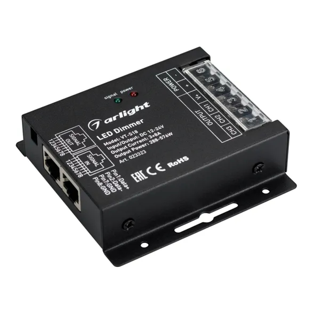 Диммер VT-S18-3x8A (12-24V, ПДУ Стик 12кн, RF) (Arlight, IP20 Металл, 3 года) 023323