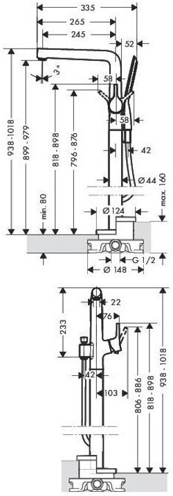 Смеситель для ванны напольный Hansgrphe Talis S 72412000