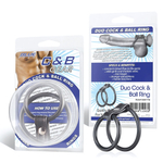 Двойное эрекционное кольцо на пенис и мошонку (Цвет: черный)