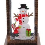 Сувенир с подсветкой «Волшебный снеговик» 10,5*10,5*30 см, мелодия, подсветка, эффект снегопада (работает от 3*АА, USB)