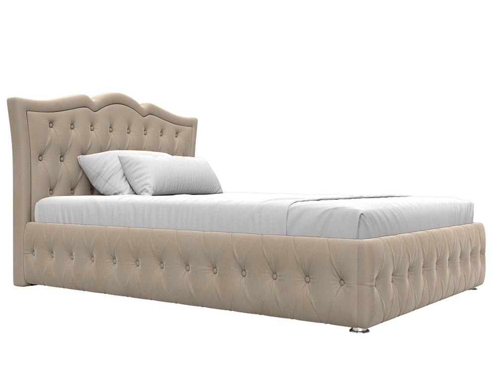 Кровать интерьерная Герда 140, Бежевый, Велюр, 120192