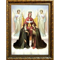 Печерская икона Божьей Матери с коленопреклоненными Антонием и Феодосием Печерскими и ангелами.