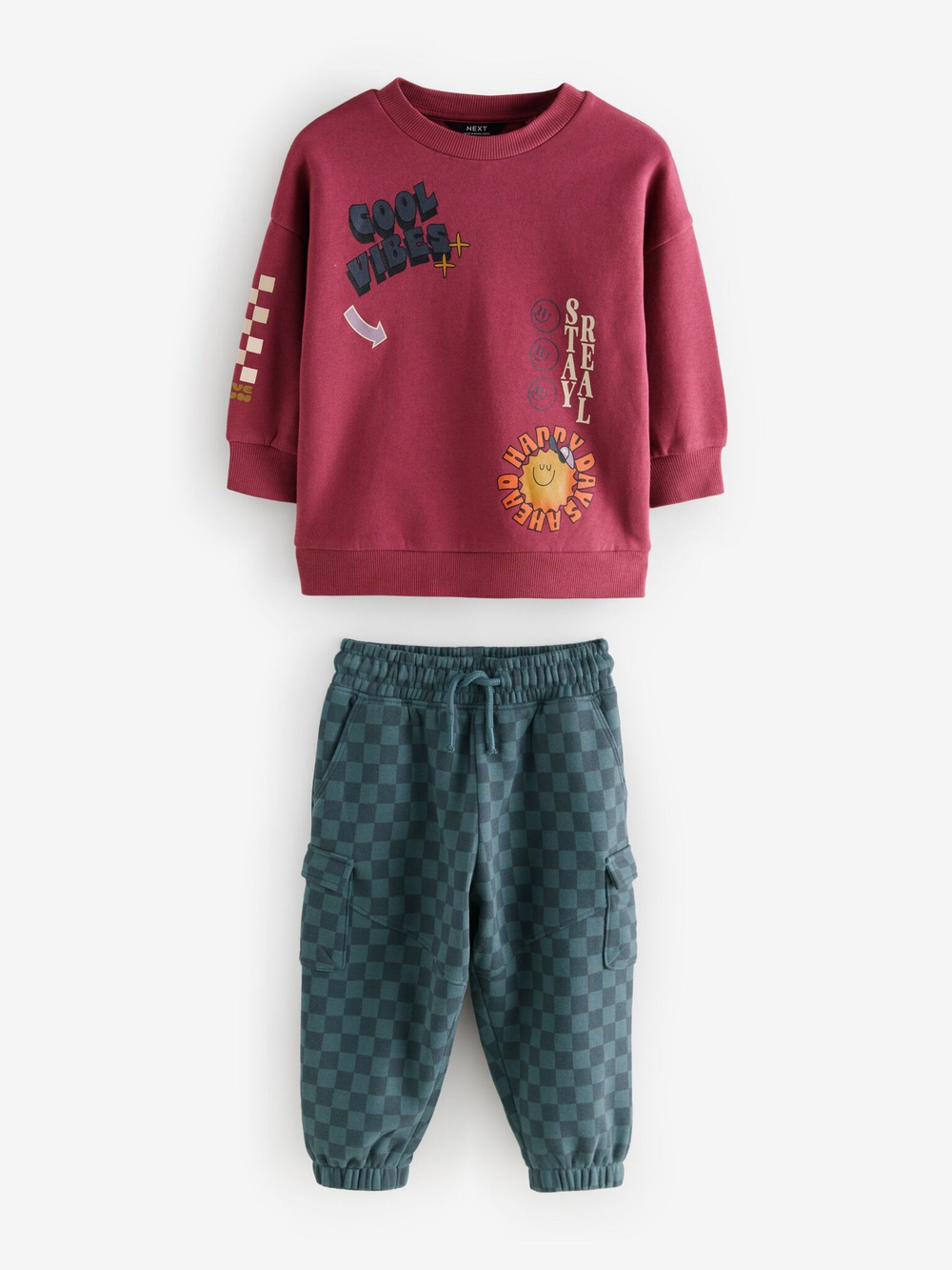 Лонгслив и брюки в комплекте для мальчика Next B81-531, Красный, Темно-серый