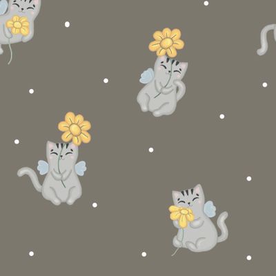 Коты с цветами