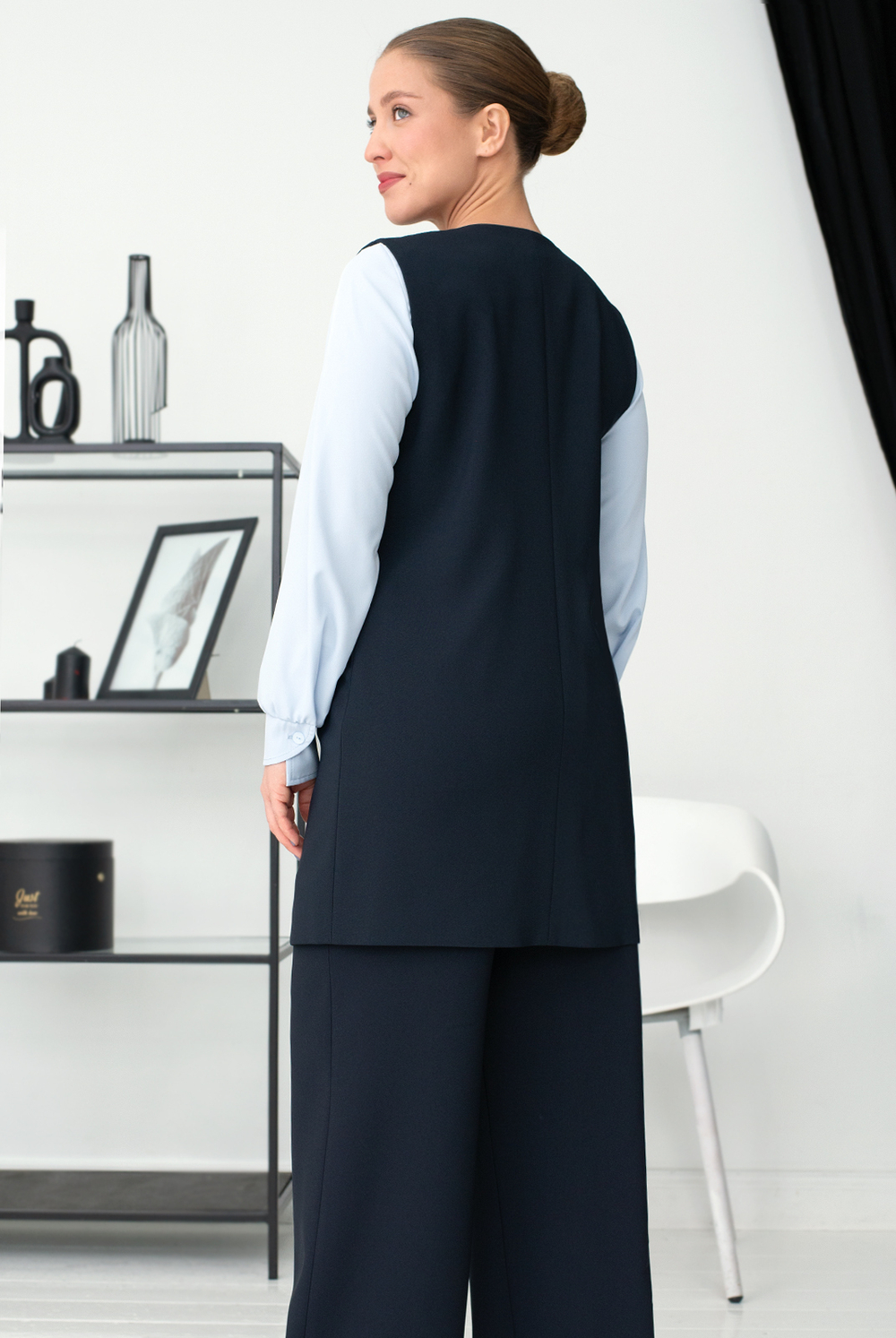 Жилет с подкладом 1634опа, Тёмно тёмно син #70ТТСи061634опа