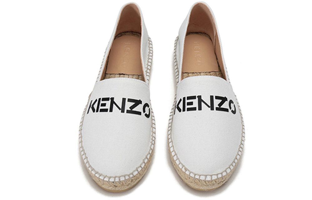 KENZO fabric linen fisherman flat shoes ladies casual single shoes women's white