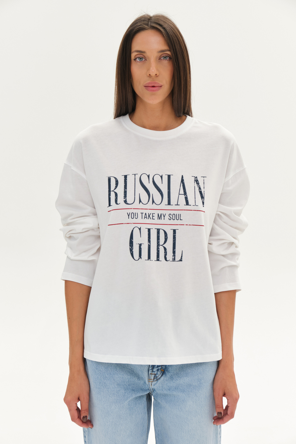 Лонгслив RUSSIAN GIRL | Молочный