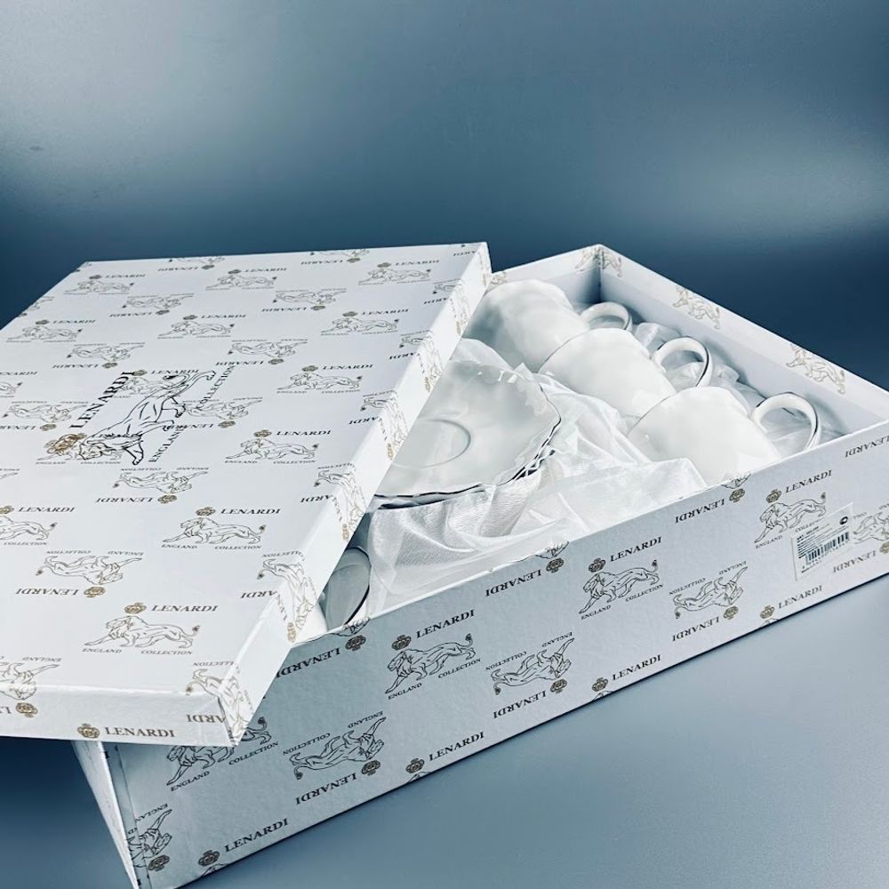 Lenardi 305-289 Чайный набор 12пр. 260мл ВАНЕССА СЕРЕБРО в под.уп.(х6)Фарфор