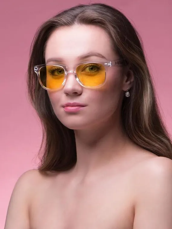 Очки солнцезащитные &quot;OneSun&quot;, uv 400, 14,5 х 14.5 х 5 см, линза 4.5 х 5 х 5 см, жёлтые