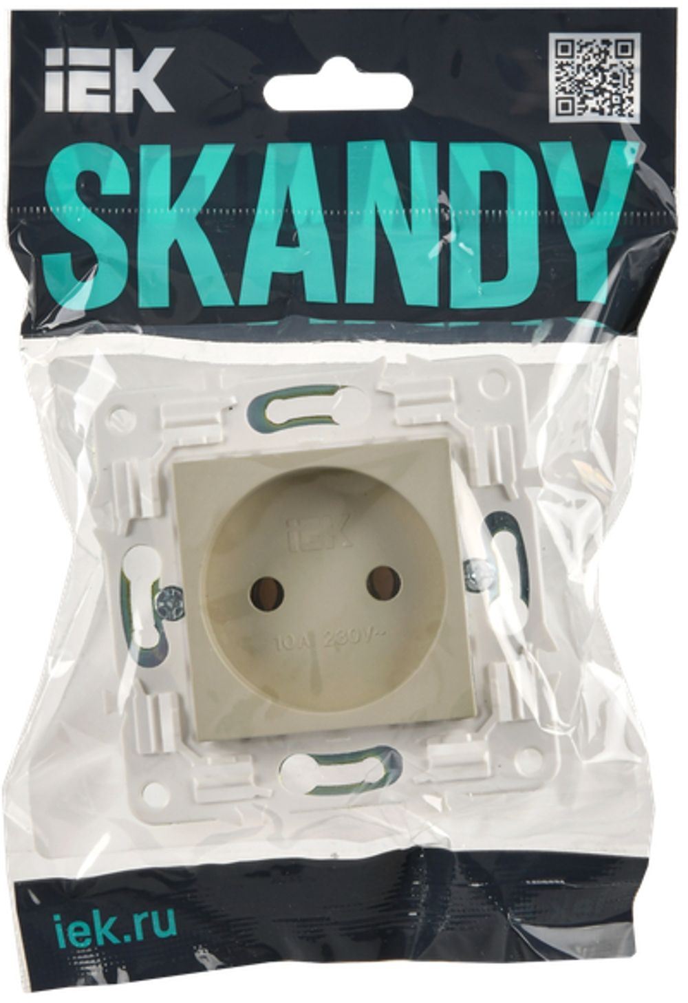 SKANDY Розетка без заземления без защитных шторок 10А SK-R02B бежевый IEK