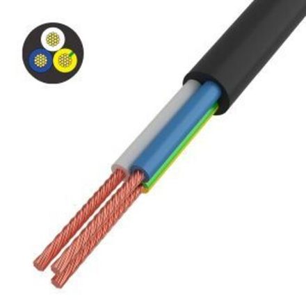 Провод соединительный ПВС 3x0,75 мм², черный, длина 10 метров, ГОСТ 7399-97 REXANT