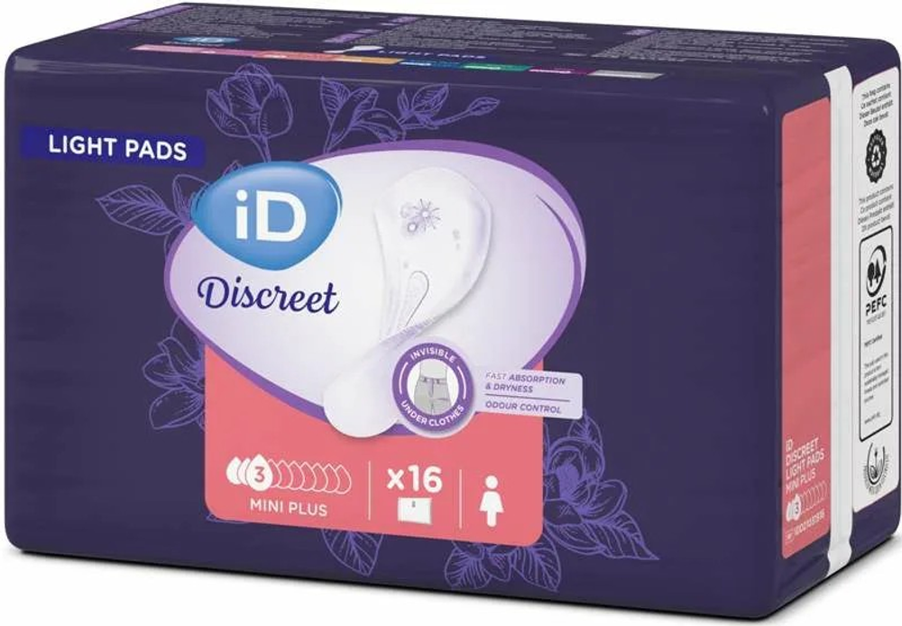 Ультратонкие урологические прокладки iD Discreet Light Mini №16