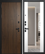 Входная дверь FlyDoors ФОРЕСТ ЗЕРКАЛО Дуб медовый с патиной - Velluto Bianco