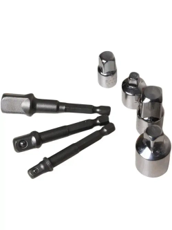 Набор торцевых головок, набор адаптеров для торцевых головок 1/4", 3/8", 1/2", комплект 7 шт