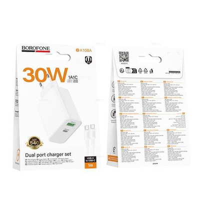 Зарядное устройство на Type-C PD30W+QC3.0 Borofone BA108A (white)
