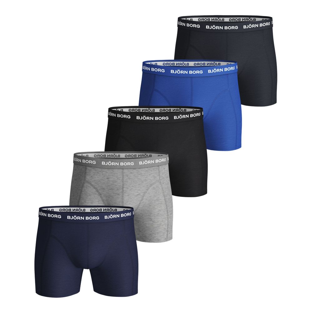 Björn Borg Solid Sammy Boxer Shorts 5 Pack Men - Blue, Black