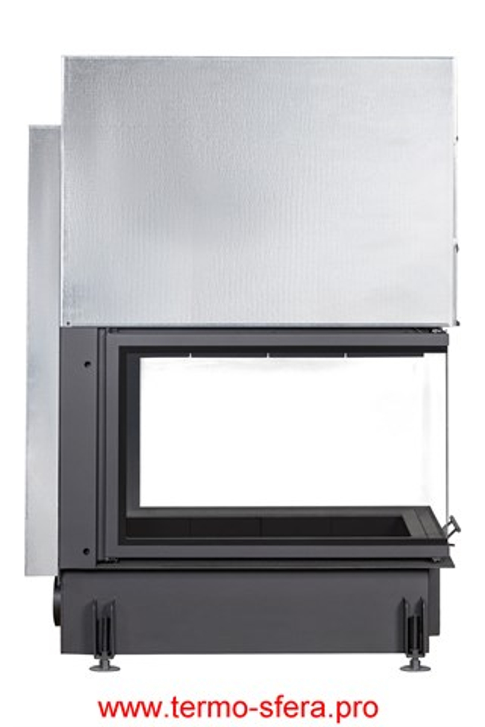 Каминная топка Экокамин ДЕЛЬТА 900 B три стекла принтинг черный шамот