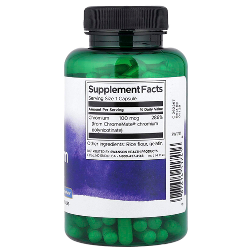 Swanson, GTF хром, 100 мкг, 200 капсул