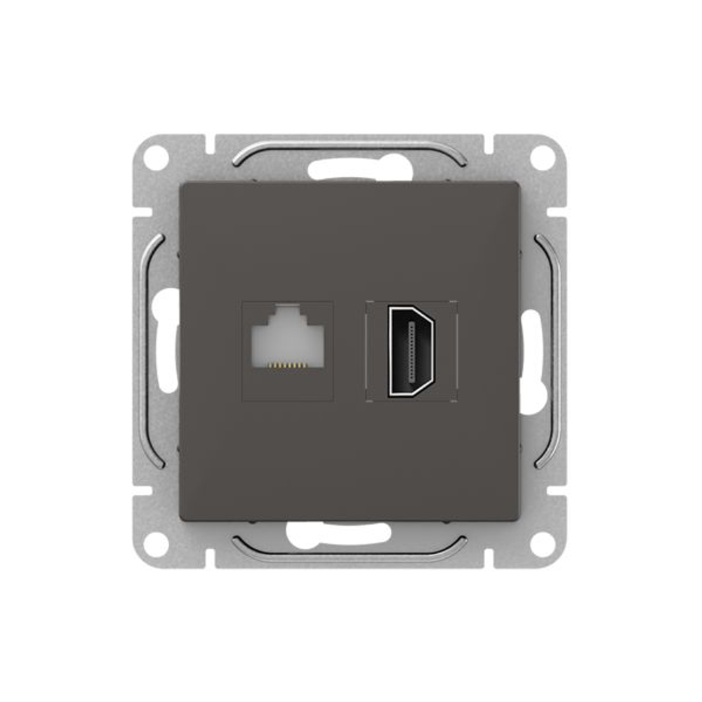 Механизм розетки HDMI+RJ45 (cat5), мокко Эпика EKF