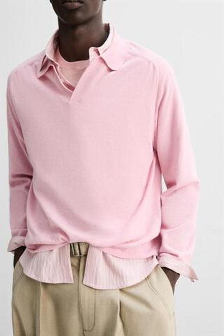 ZARA ЛЕГКОЕ ТРИКОТАЖНОЕ ПОЛО, РОЗОВЫЙ