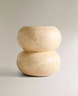 ZARA HOME КРУГЛАЯ КЕРАМИЧЕСКАЯ ВАЗА, БЕЖЕВЫЙ