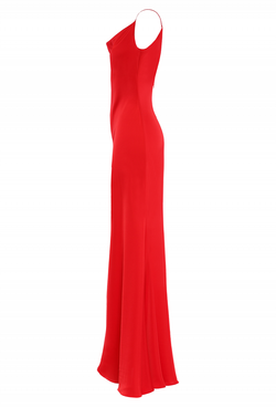 Платье в пол на лямках красное 25-19 SS