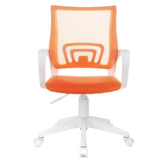 Кресло BRABIX &quot;Fly MG-396W&quot;, с подлокотниками, пластик белый, сетка, оранжевое, 532401