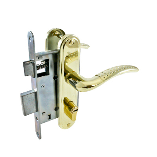 Замок врезной АЛЛЮР ЗВ4-132 GР латунь, для дер.дверей с/руч (1прямоуг.ригель+1 защелка) /9232