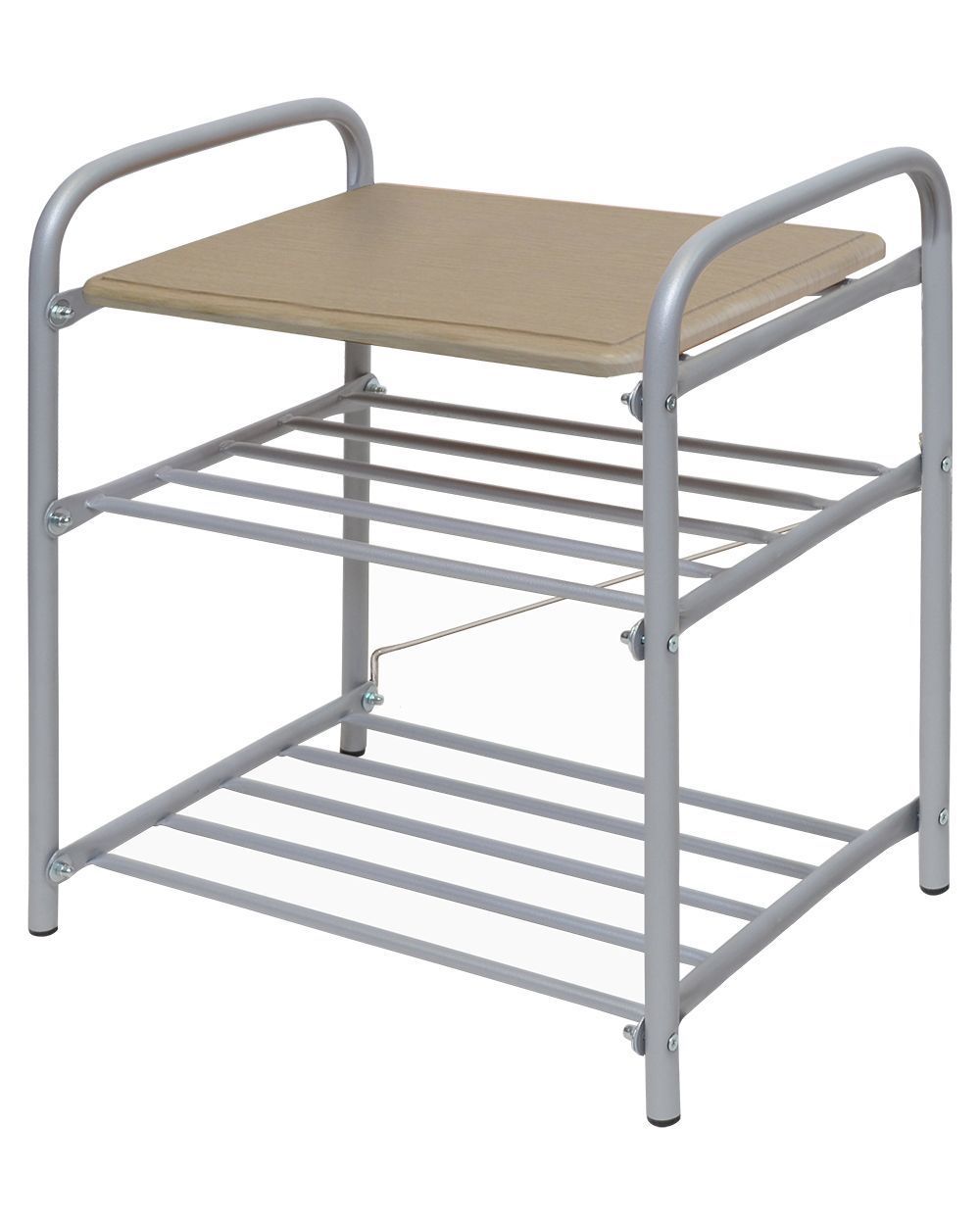 Банкетка в прихожую Б2 3-х ярусная на металлокаркасе (цвет серый), Ника