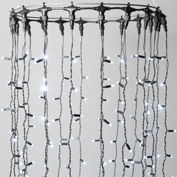 Светодиодный занавес 2*2 м., 400 LED, холодно белый, статика, черный провод каучук, LTC (ECO402-1-2W)