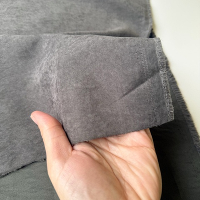 Плательная ткань с велюр эффектом Темно-серая