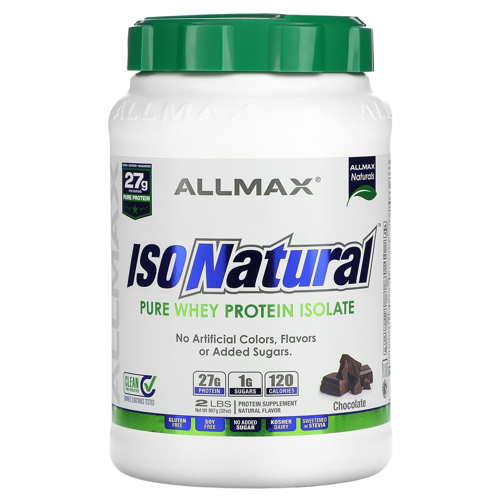 ALLMAX, ISONatural™, чистый изолят сывороточного протеина, со вкусом шоколада, 907 г (2 фунта)